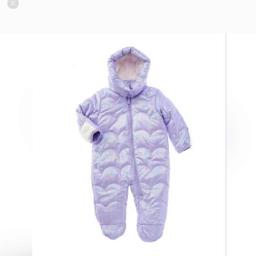 Kensie Girl Iridescent Lilac Foil Print Quilted Pram/Snowsuit - Size 3-6M